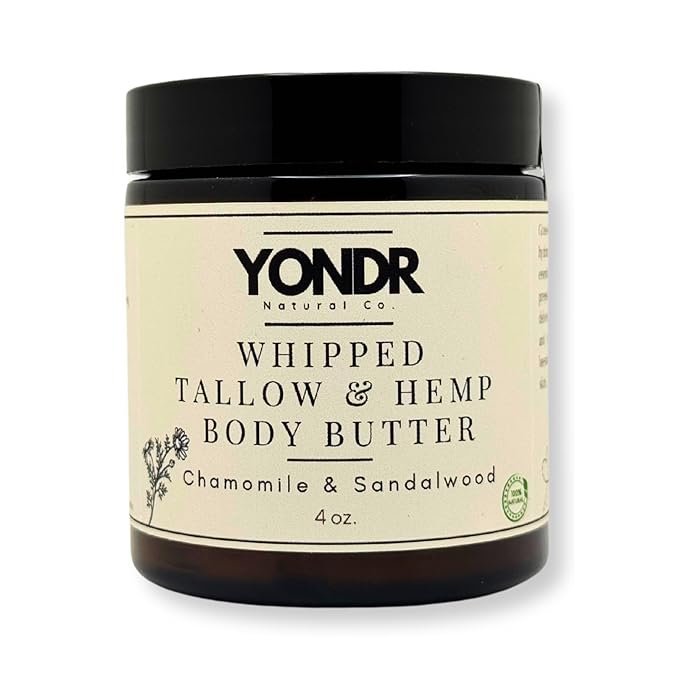 All-Natural Tallow & Hemp Body Butter | Chamomile & Sandalwood Scent | Deeply Hydrating Skincare | 4 oz