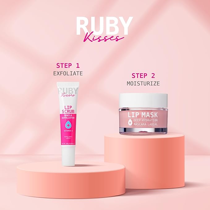 Ruby Kisses Exfoliating Lip Scrub, Gentle Smoothing for Soft Lips, Jojoba & Shea Butter Enriched, Non-Greasy, Hydrating Lip Care, Lightweight for Healthy & Supple Lips