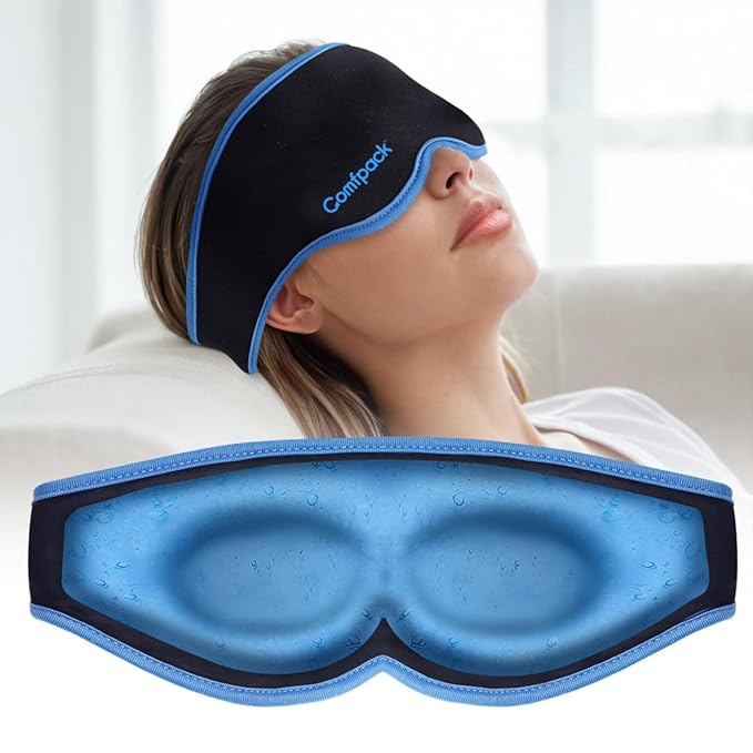3D Cooling Sleep Mask, Gel Sleep Eye Mask with Hot & Cold Compress Therapy, Zero Eye Pressure Blackout Night Blindfold, Soft & Comfortable Ice Cold Pack for Puffy Eyes, Dark Circle