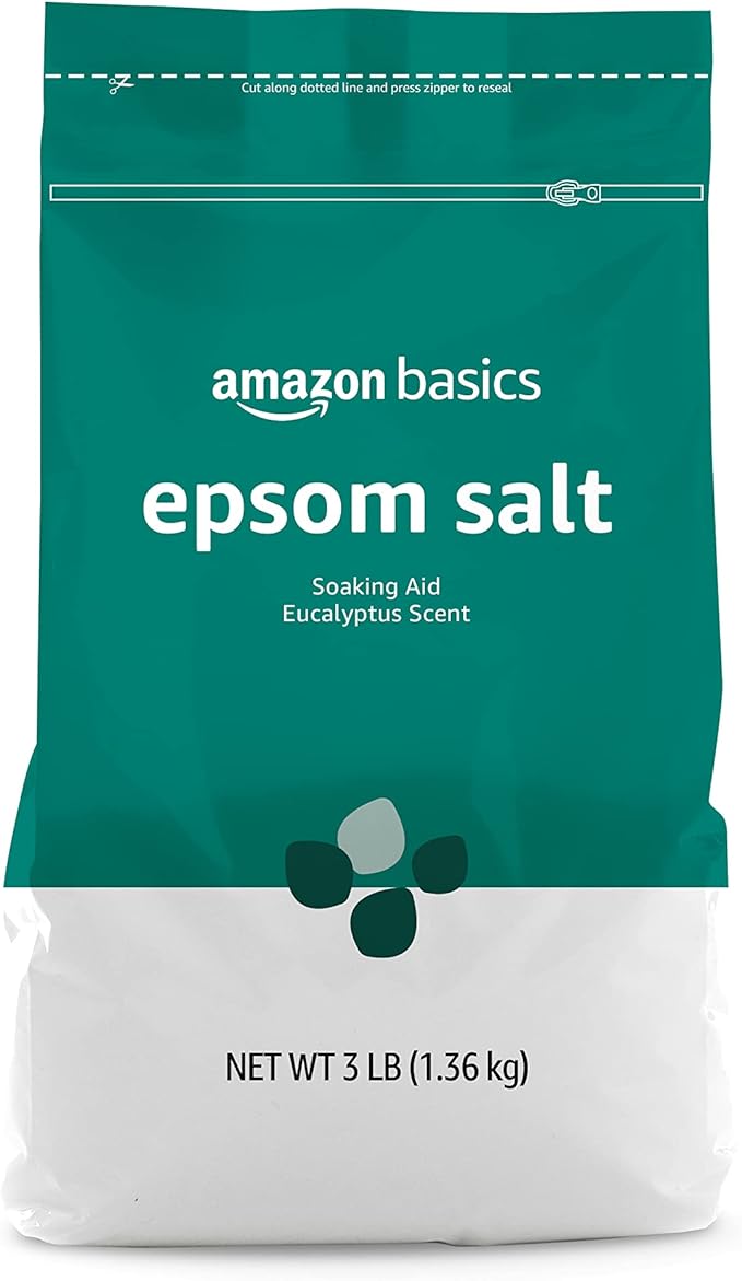 Amazon Basics Epsom Salt Soaking Aid, Eucalyptus Scented, 3 Pound (Pack of 6) (Previously Solimo)