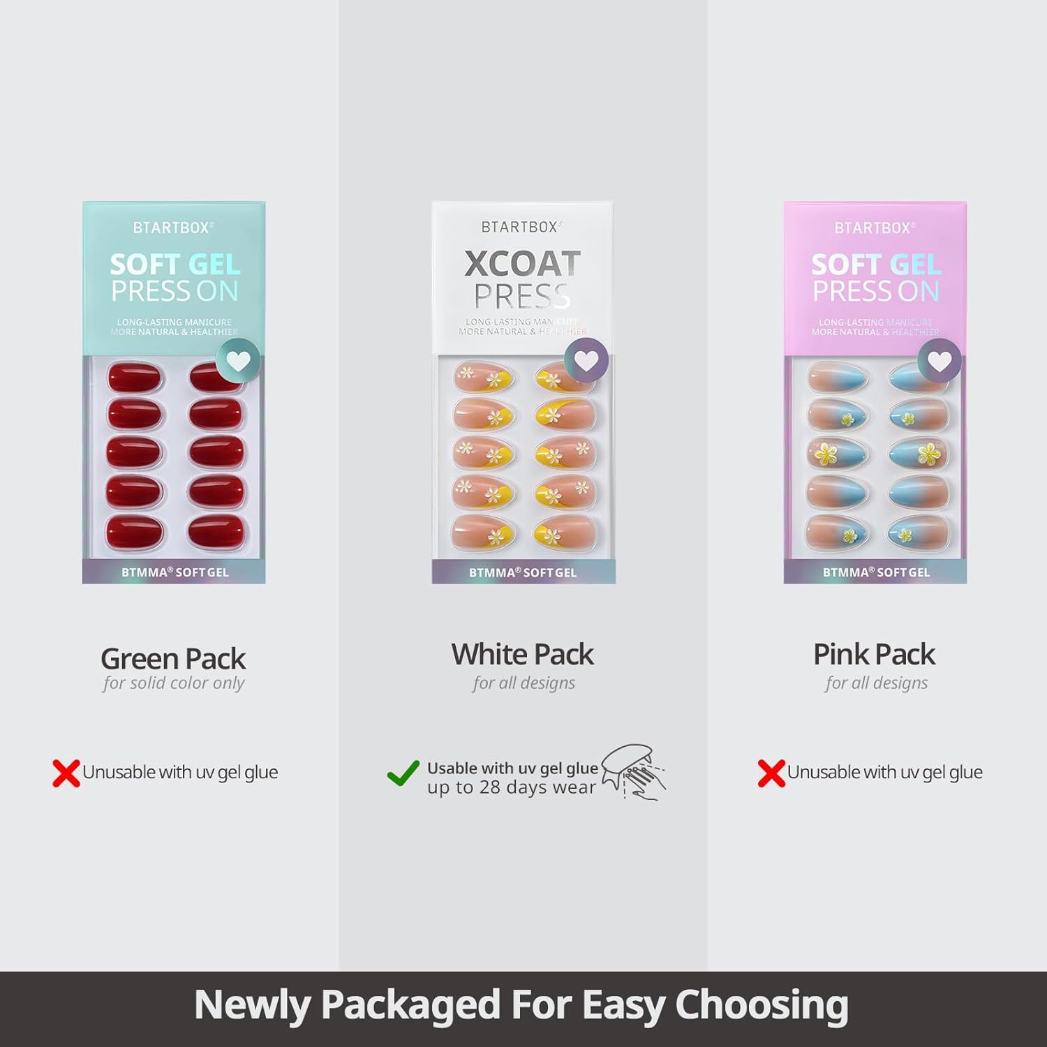 BTArtbox Press On Nails Short - Pearl Accents Chrome Almond Press On Nails with Glue for Women, Opaque Soft Gel Glue On Nails in 16 Sizes - 32 Stick On Nails Kit, Tidal Pearl