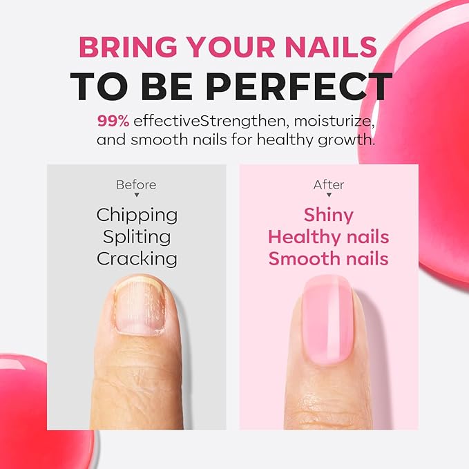 modelones Nail Strengthener, 8-in-One Nail Ridge Filler Base Coat Nail Polish Repair Nail Growth Treatment for Thin and Damaged Nails, Jelly Pink, 15ml