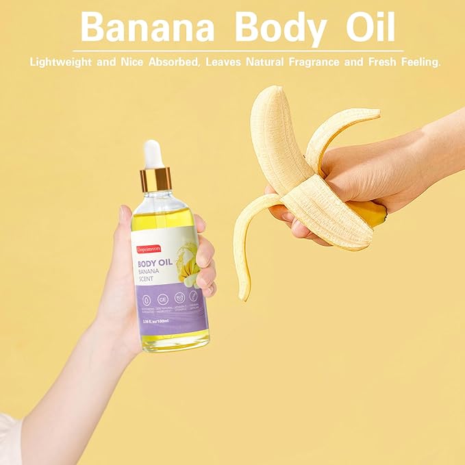 2 Pack Body Banana Juice Oil, Vitamin C and E after Shower Body Oil for Women, Moisturizing Hydrating Body Oil