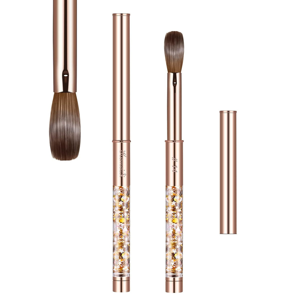 Acrylic Nail Brush Size 14,KEMEISI 100% Pure Kolinsky Nail Art Brushes Sturdy Handle Oval Shaped Acrylic Powder Nail Design Tools for Professional Manicure DIY Home Salon (Gold)