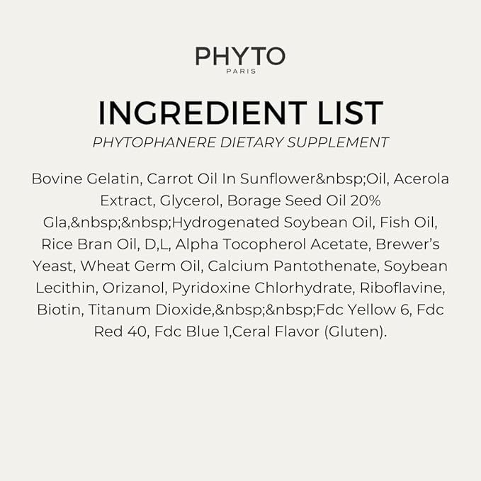 PHYTO Phytophanère 100% Natural Hair Loss Thinning Dietary Supplement, 2-Month Supply 120 Count (Pack of 1)