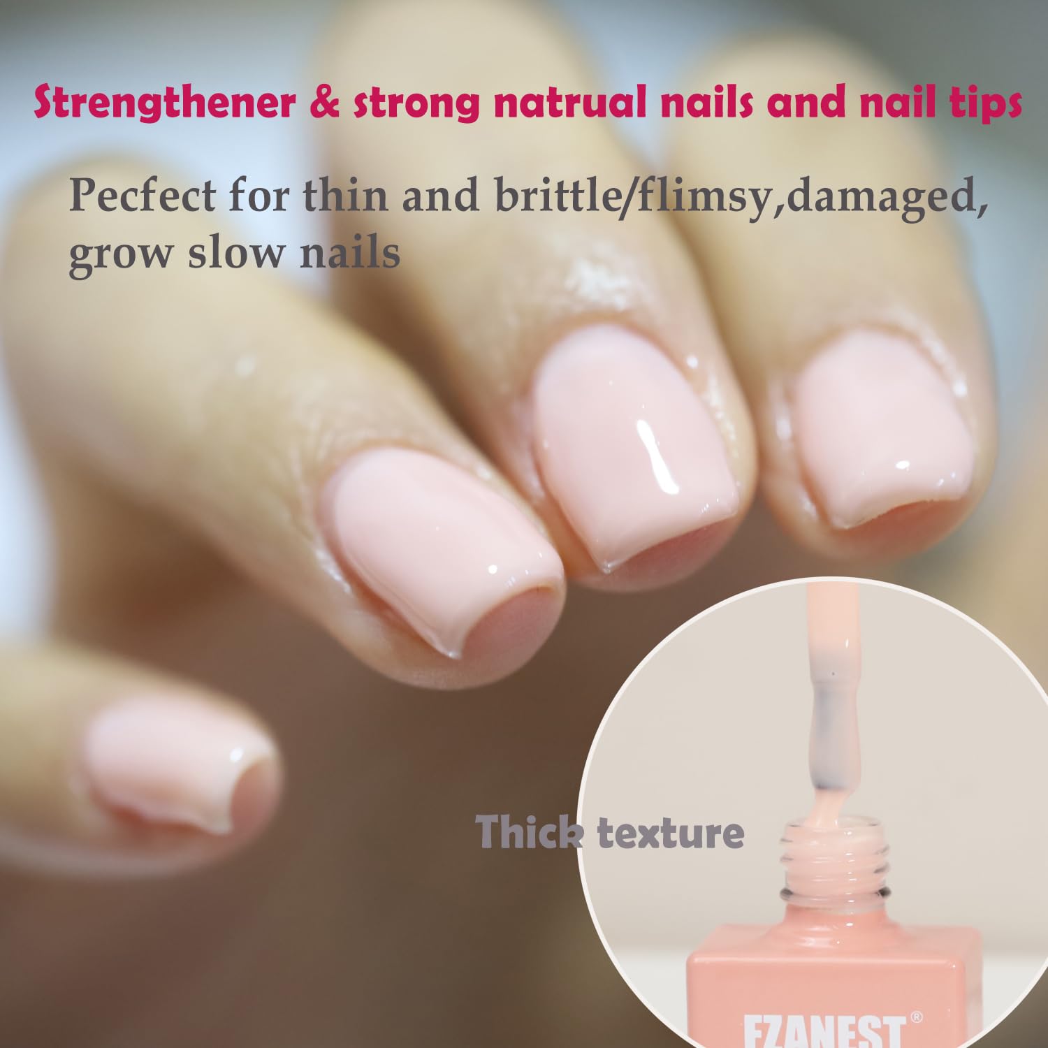 FZANEST Rubber Base Builder Gel Nail 15ml Jelly Natrual Nude Pink Color Gel Polish Nail Strengthener Self-leveling Extension Soak Off UV LED