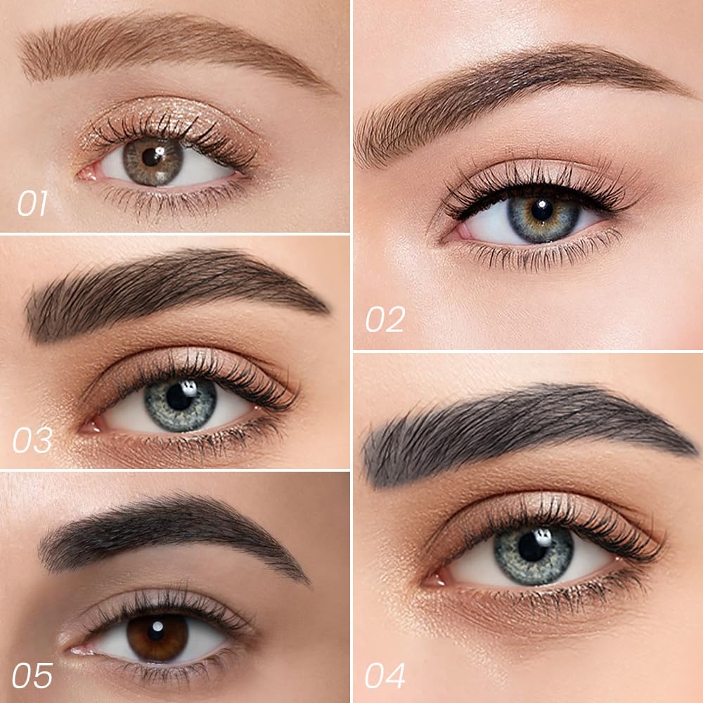 Kaely Eyebrow Pencils for Women, 4 Tip Magical Precise Waterproof Brow Pen, Microblading Eyebrow Contouring Pen, lapiz de cejas 3d Eye Brow Gel, 24h Smudge Proof,05 Black