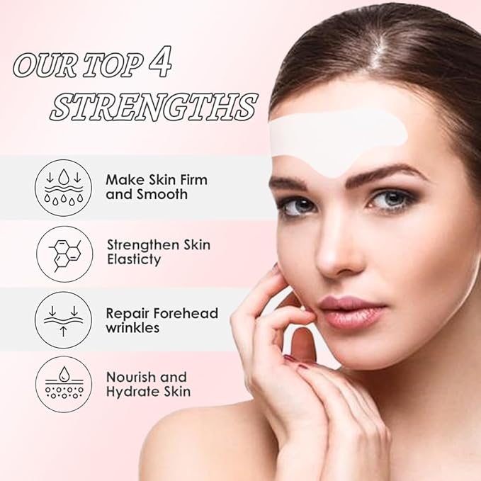 Kaely 12Pcs Forehead Wrinkle Patches,Facial Anti Wrinkle Patches with Collagen,Face Tape for Wrinkles for All Skin Types,Smooth Fine Lines & Wrinkles