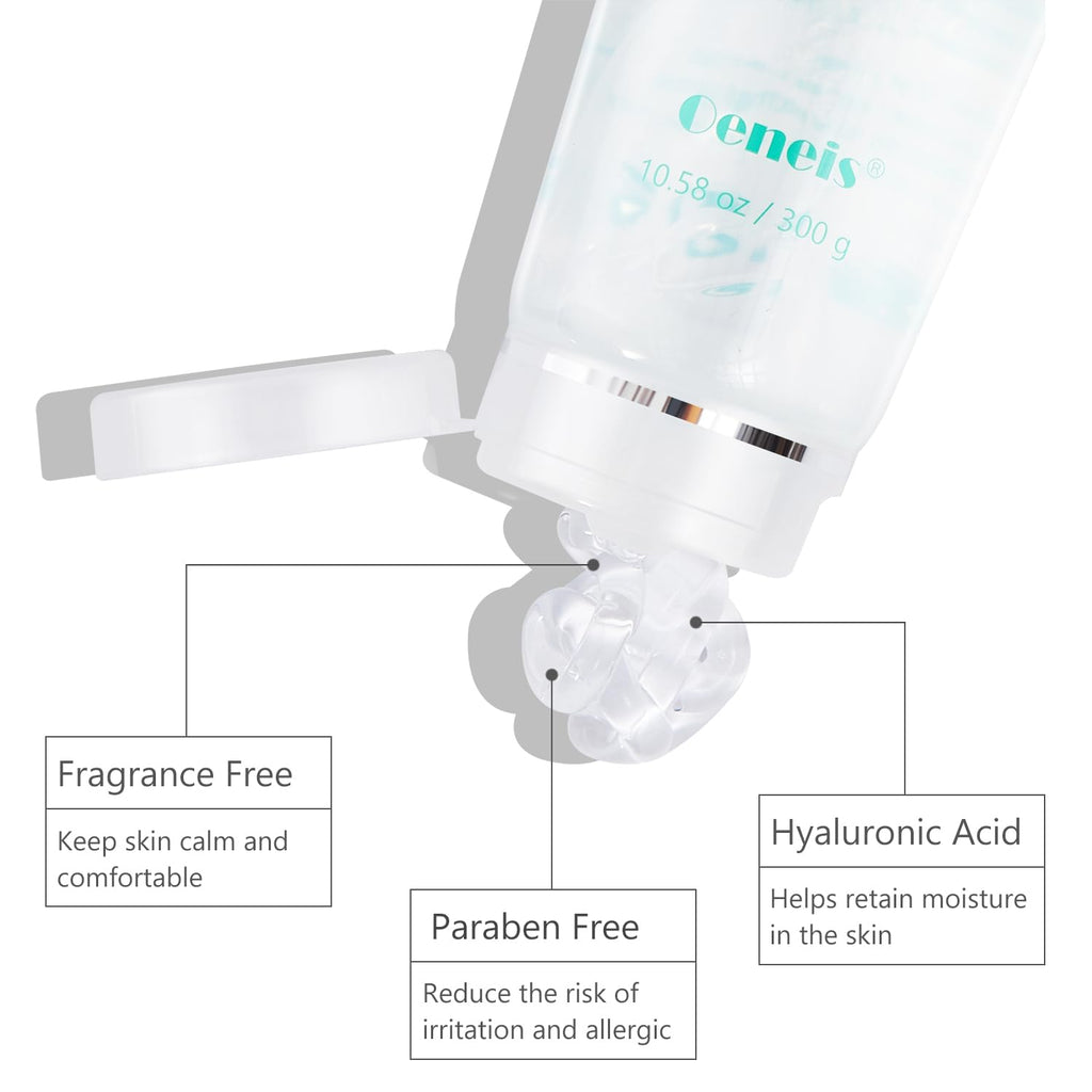 Hydrating Microcurrent Conductive Gel, Fragrance-Free, Paraben-Free, Gel Primer with Hyaluronic Acid, Non-irritating, Moisturizing Gel for RF, 300g Tube, Clear