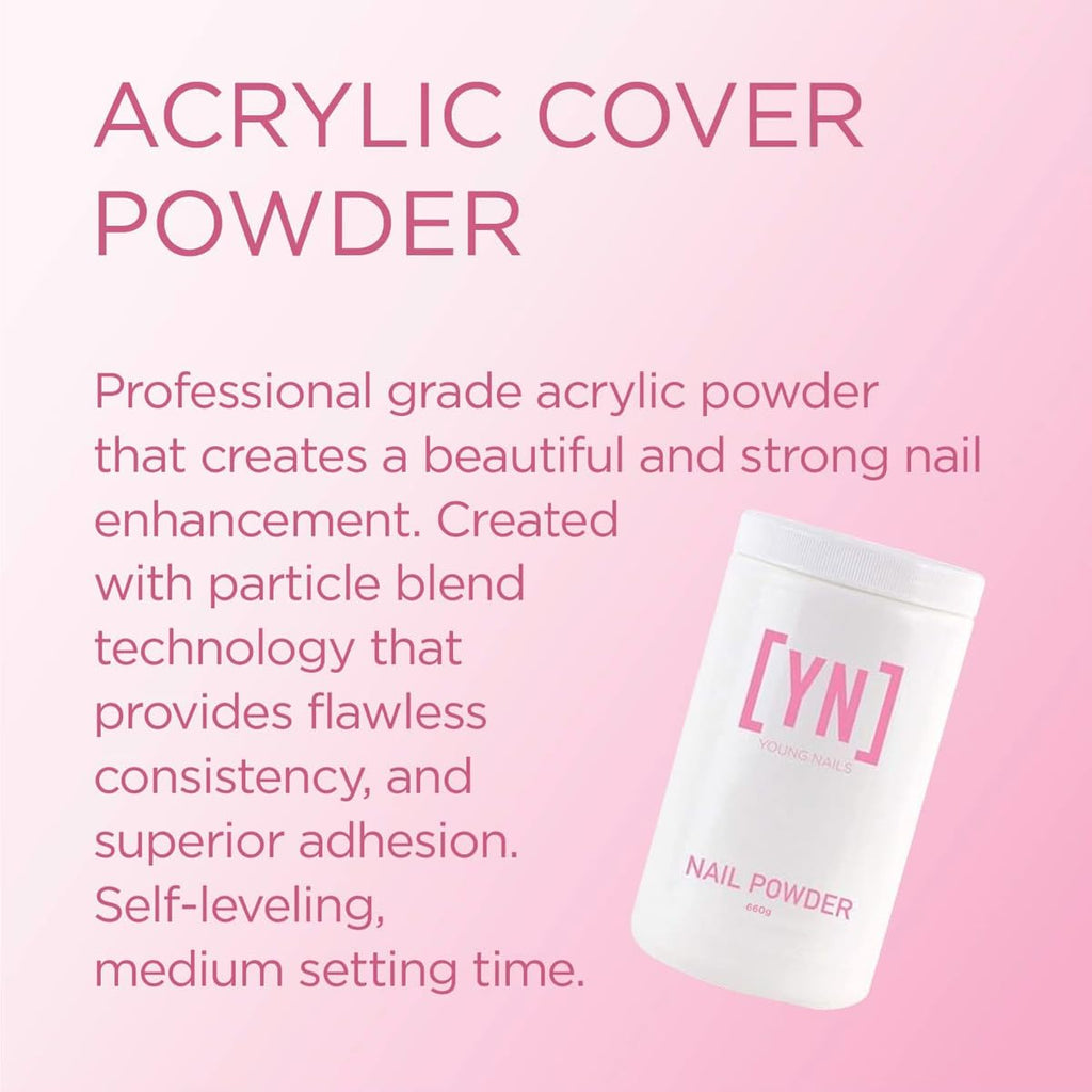 Young Nails Acrylic Cover Powder - Self-Leveling Acrylic Nail Powder, Clear Nude Pink White Acrylic Powder for Nail Extenstion, Professional Grade, Superior Adhesion, Color - Cherry Blossom, 45g