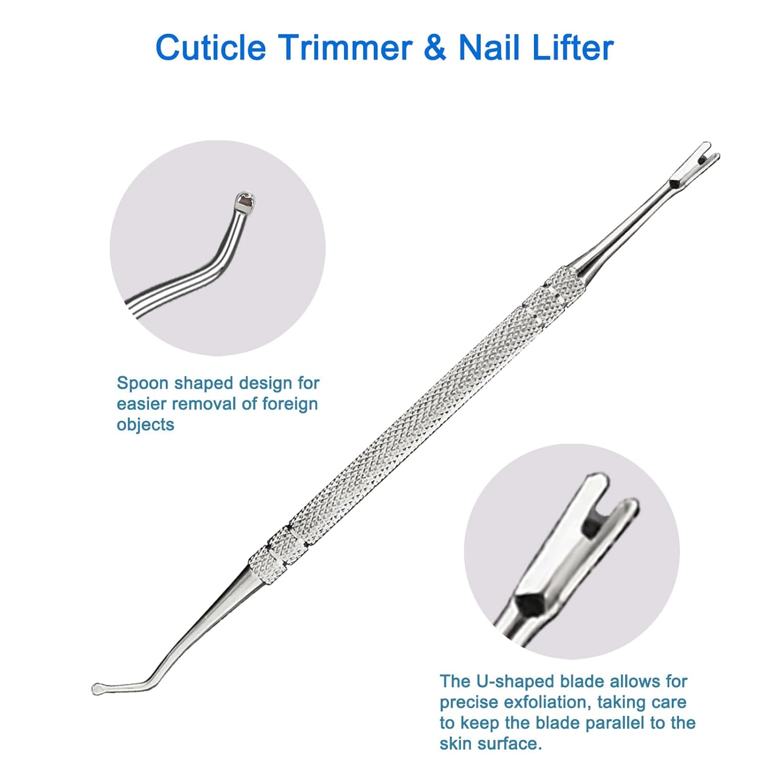 Premium Stainless Steel Manicure Tools 2-Piece Set, Upgrade Gel Nail Polish Remove Tool & Cuticle Pusher, Cuticle Trimmer & Nail Lifter, Durable&Hygienic, For Women