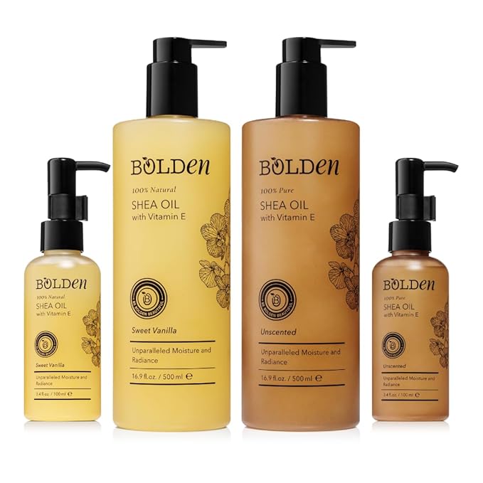 BOLDEN SHEA OIL with Vitamin E | 100% Natural | Unparalleled Moisture & Radiance for Skin & Hair | UNSCENTED | 16.9 Fl Oz