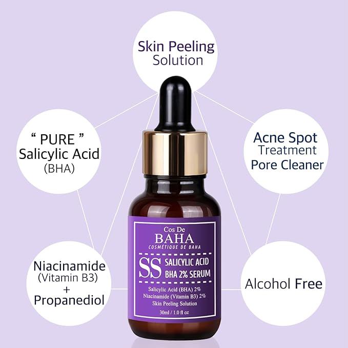 BHA 2% Pore Care Serum 30ml - Salicylic Acid Facial Serum - Gentle Exfoliating Formula - Hydrating Skin Texture Improvement - Blackhead Care - All Skin Types, 1 Fl Oz (30ml)