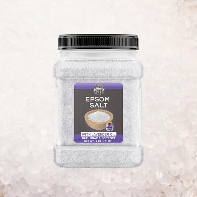 Birch & Meadow Epsom Salt with Lavender Oil, 4 lb, Magnesium Sulfate, Bath Soak, Rejuvenating Scent
