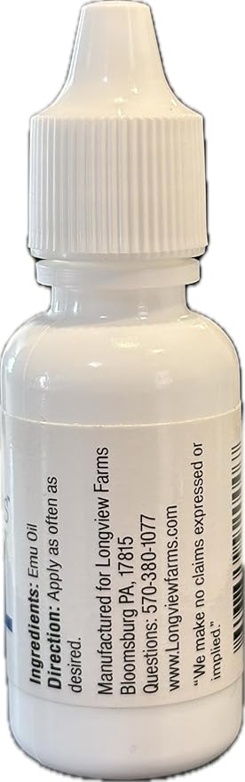 Longview Farms® Emu Oil - Hair and Body Oil - 100% Pure & Refined Emu Oil for Skin & Hair Care | Premium Quality Hydration & Nourishment | 1/2 Fl. Oz