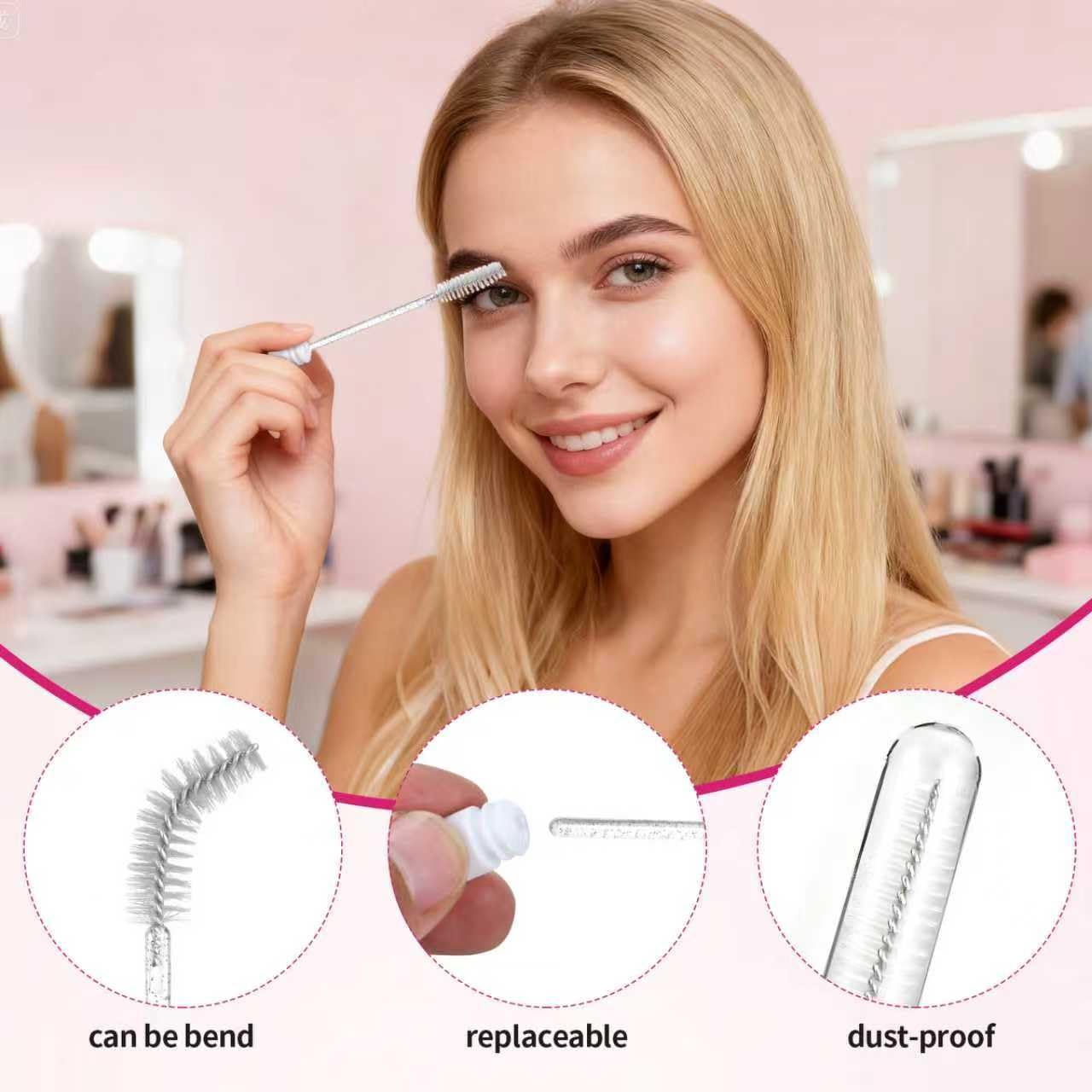 50 Pcs Lash Shampoo Bottle Brushes Set 10 Empty Foam Pump Dispensers 10 Label Stickers 10 Mascara Wands and Tubes 10 Cleansing Brush 10 Bag for Eyelash Extensions Aftercare(White)