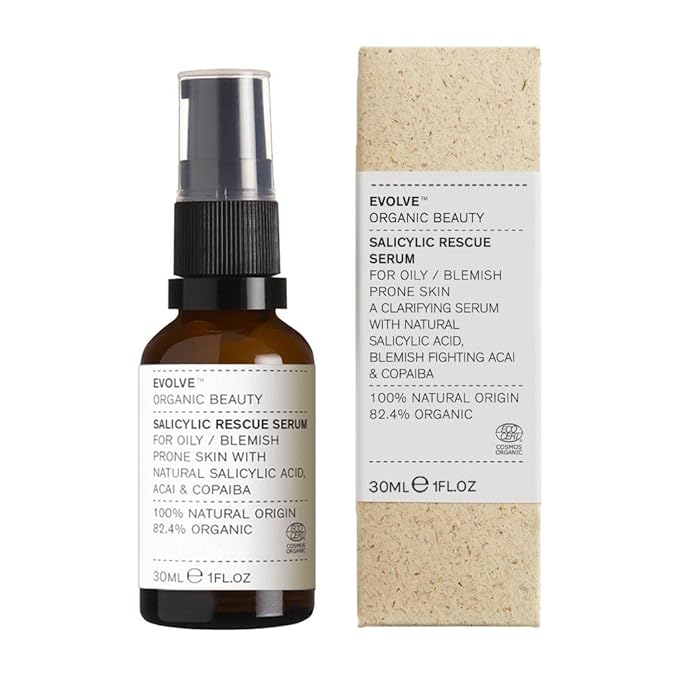Evolve Organic Beauty - Natural Salicylic Rescue Serum | Small-Batch, Vegan Clean Beauty (1 fl oz | 30 mL) Packaging May Vary