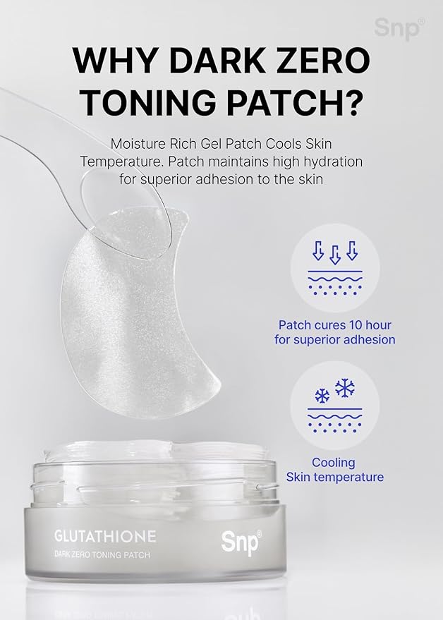 SNP [K Beauty Glutathione Dark Zero Toning Eye Patch | Nourishing Under Eye Patches for Blemishes and Dark Spots | Under Masks for Puffy Eyes and Dark Circles | Korean Skincare | 60 Patches