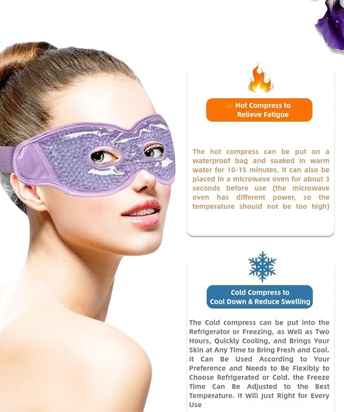 2PCS Cooling Eye Mask for Puffy Eyes, Gel Eye Mask, Reusable Hot Cold Therapy Eye Mask for Puffiness, Cold Eye Mask, Ice Pack for Eyes Surgery, Cooling and Compress Eye Mask (01-Green & Blue)