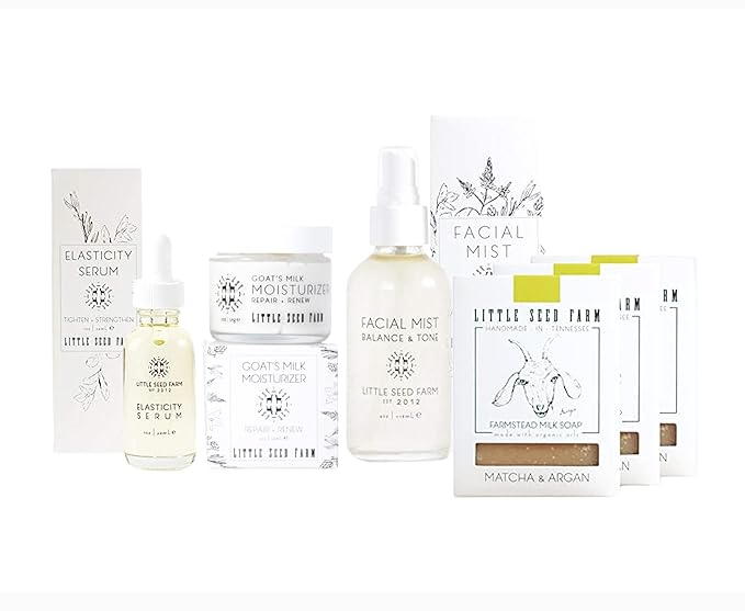 Little Seed Farm Matcha & Argan Bundle - Moisturizer + Soap + Elasticity Serum + Facial Mist Toner