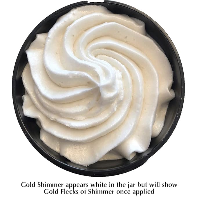 GLIMMER GODDESS Organic Whipped Body Butter - Sexy Level 2 Gold Shimmer - Moisturizing & Nourishing Skincare with Natural Ingredients - Sultry Glow & Hydration - 4.0 oz