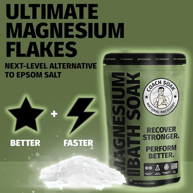 Coach Soak Recovery Bath Soak and Magnesium Lotion with MSM Eucalyptus Tea Tree Bundle (Eucalyptus)