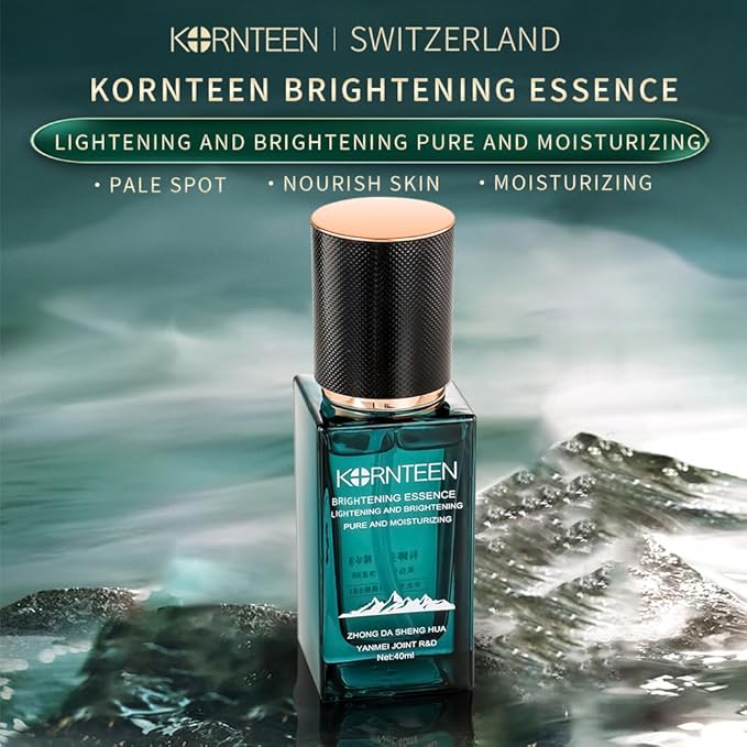 Switzerland KORNTEEN Brightening Essence Serum 40ml/1.41fl.oz, for Dark Spot, Brighten Skin, Reduce Melanin, Nourish, Moisturizes, with Gentiana Scabra Root Extract, 3-O-Ethylascorbic Acid