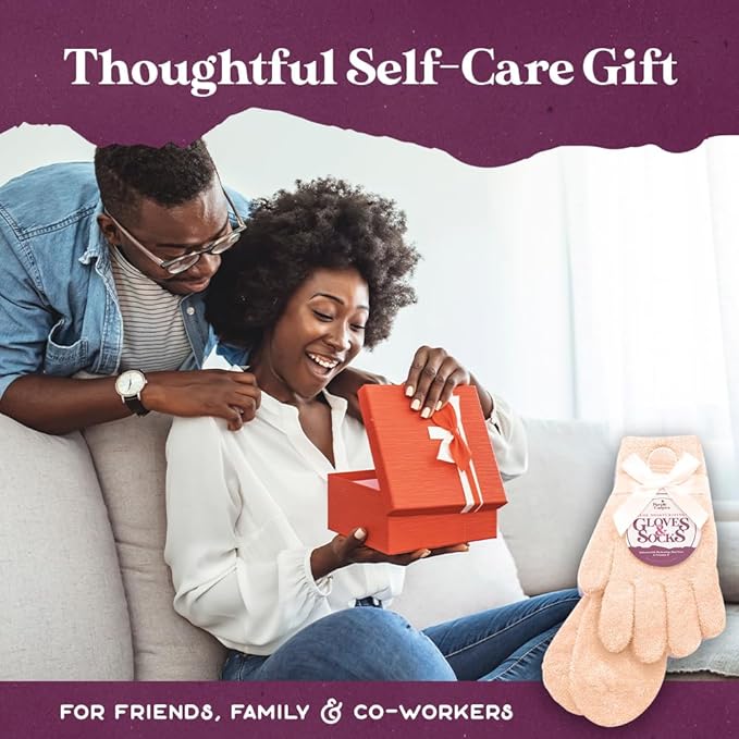 Aloe Socks and Gloves Set | Peach Moisturizing Socks and Gloves Infused with Aloe and Vitamin E | Spa Socks and Gloves for Women