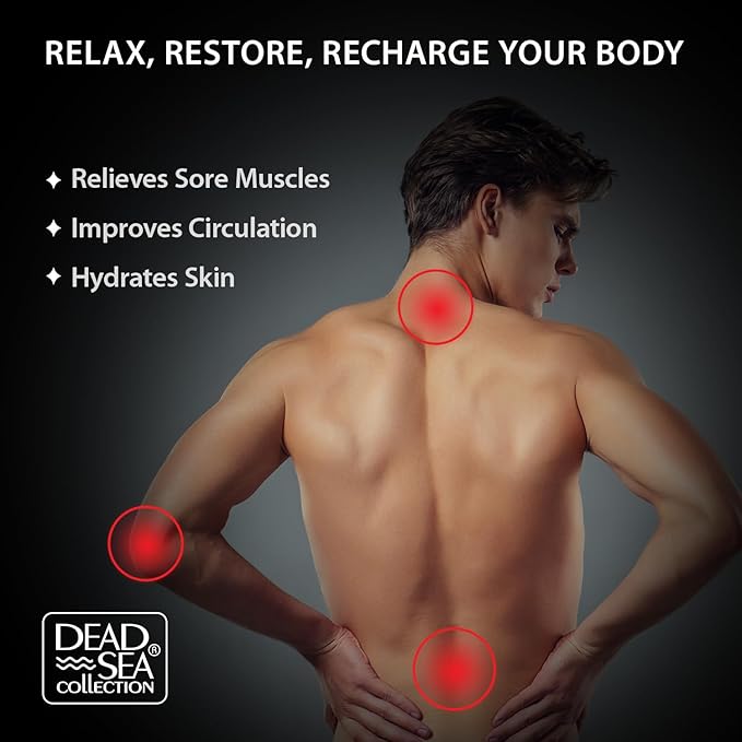 Dead Sea Collection Bath Salts for Men - Muscle Recovery Bath Soak - TOP 10 Active Mens Pure Dead Sea Salt for Soothing and Relaxing - 37 Oz