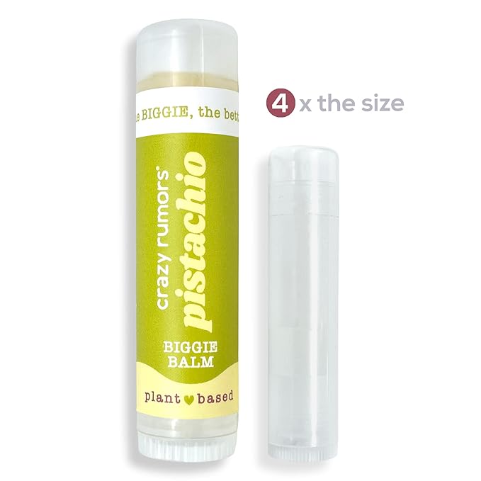 Crazy Rumors Biggie Pistachio Flavored All Natural, Plant Based Lip Balm to Moisturize and Nourish your Lips - Pistachio tube 0.6 oz (4x Larger than standard 0.15 oz lip balm)