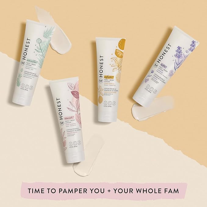 The Honest Company Hydrating Face + Body Lotion | Fast Absorbing, Naturally Derived, Hypoallergenic | Sweet Almond Nourish, 8.5 fl oz