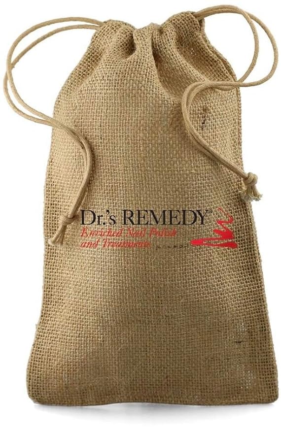 Dr's Remedy 4 Pack Nail Polish Treatment, Smart Start Kit, Non Toxic and Organic All Natural Enriched Nail Strengthener - RADIANT Remover/BASIC Base Coat/CALMING Clear/REMEDY Red with BONUS Jute Bag