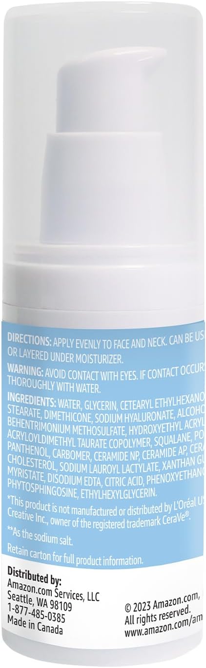 Amazon Basics Hydrating Hyaluronic Acid Serum, 1 Fluid Ounce, 1-Pack