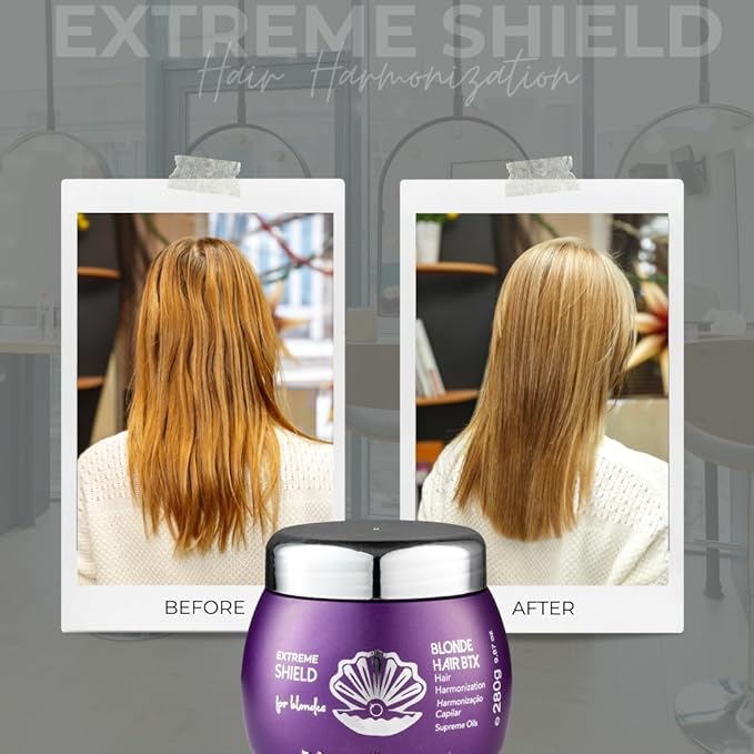 Pérola Negra Extreme Shield, Blonde Hair Btx, Hair Harmonization, Anti-frizz Action - Intensive Brazilian Hair Btx Treatment For all hair types, for damage repair - Volume Reducer 9.87 oz