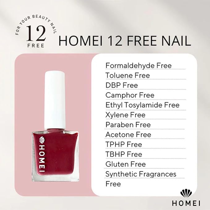Nail Strengthener from Japan, Nail Hardener with Aloe Vera, Tea Tree Oil& Keratin for Healthy 5-in-1 Nail Solution Including Base Coat, Nail Color, Hardener, Top Coat & Nail Care, Cranberry Red