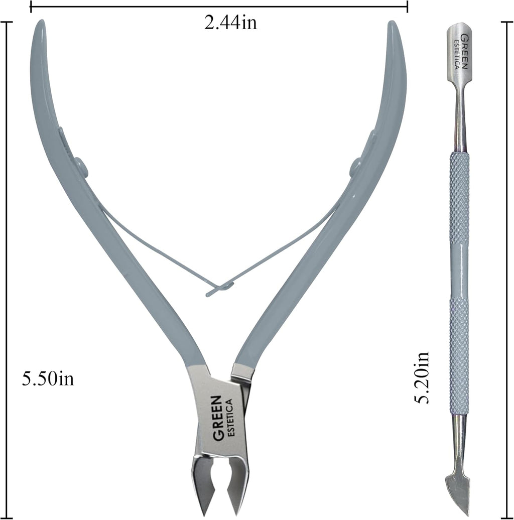 Professional Cuticle Trimmer with Cuticle Pusher Nail Cuticle Remover Nipper Silver Stainless Steel Sharp Blades Manicure Tools with Double Spring Nail Care Pedicure Nail Tools Home Spa (Gray)