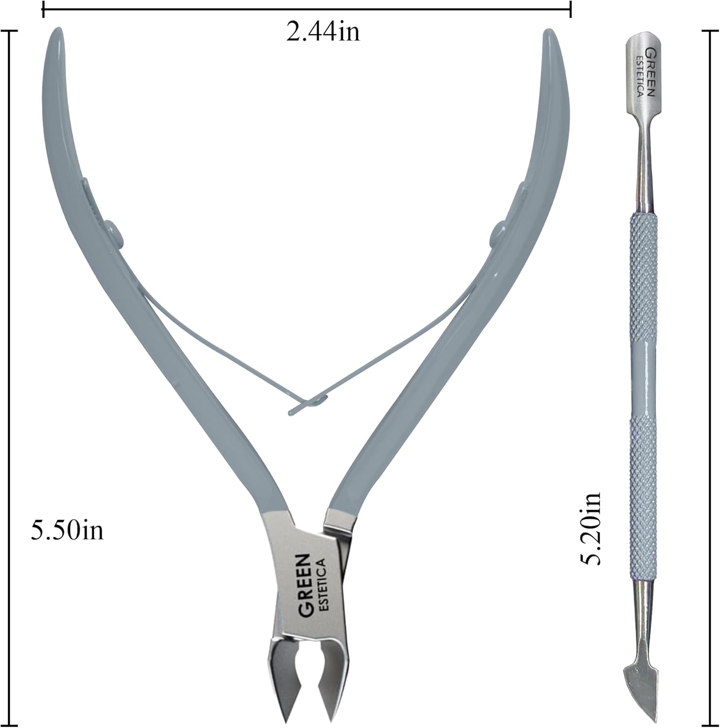 Professional Cuticle Trimmer with Cuticle Pusher Nail Cuticle Remover Nipper Silver Stainless Steel Sharp Blades Manicure Tools with Double Spring Nail Care Pedicure Nail Tools Home Spa (Gray)