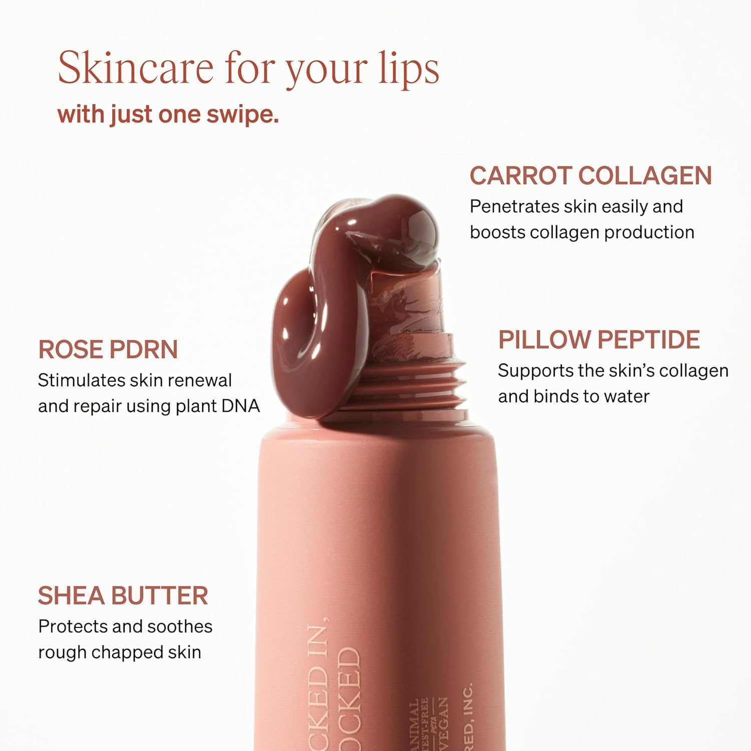 LipLock Jelly Serum for Dry Lips, Long-Lasting, Hydrating, Plumping, Glossy Mask with Rose PDRN, Carrot Collagen, Pillow Peptide, Moisturizing Tinted Lip Balm. (Pink Flan)