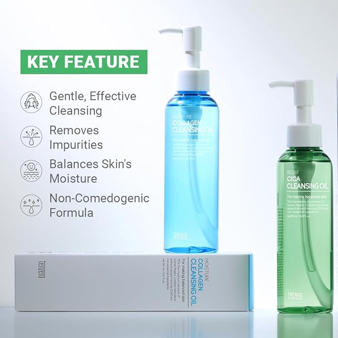 tenzero Relief Cica Cleansing Oil 5.07 fl oz (150ml), Hydrating, Daily Makeup Blackhead Remover for Face, Pore Control Centella Cleansing Oil, Korean Skincare, Double Cleansing