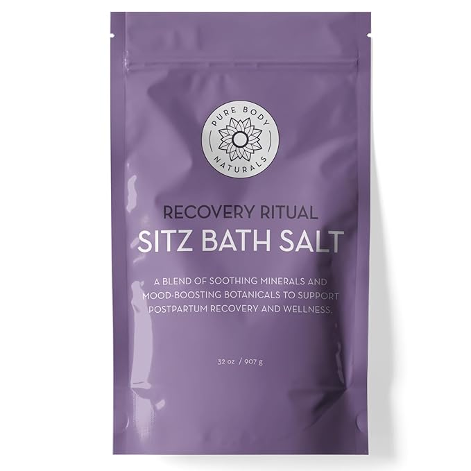 Pure Body Naturals Sitz Bath Salt – Postpartum Care and Hemorrhoid Comfort – Natural Soak for Self Care and Hemorrhoid, Post Partum Essentials, 32 Oz