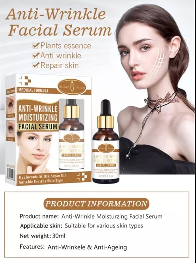 AICHUN BEAUTY Anti-Wrinkle Moisturizing Facial Serum Hyaluronic Acid Argan Oil 2in1 Care 30ml/1oz