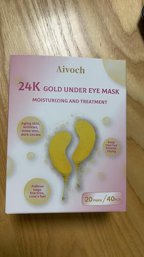 20Pairs/40Pcs 24K Gold Eye Patches, Collagen Eye Masks for Dark Circles and Eye Bags, Smooth Wrinkles & Puffy Eyes, Moisturizing Skin, Skincare Eye Treatment, Beauty & Personal Care