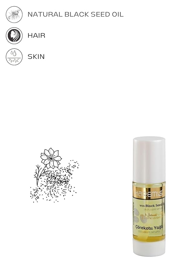 Harem's Black Seed Oil Skin Care Serum, Body Care Oil, Moisturizing Body Serum, Moisturizing Body Oil, Face Body and Hair Care Oil, 3.4 oz