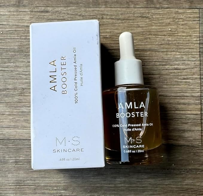Amla Booster Oil, 100% Cold Pressed Amla Oil, Vegan Skincare, 0.68 fl oz Glass Bottle