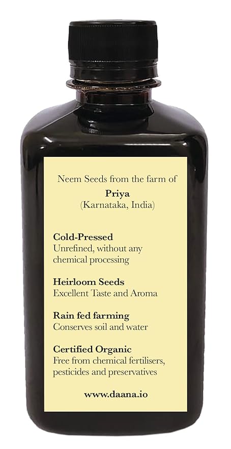 DAANA Neem Oil for Skin and Hair: Certified USDA Organic, Extra Virgin, Cold Pressed (12 Fl Oz)