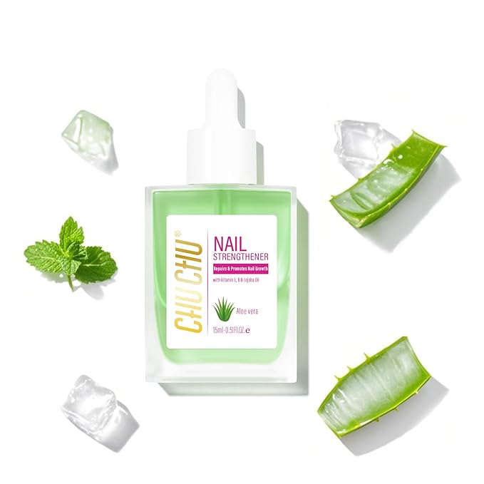 CHUCHU Nail Strengthener - Aloe Vera Nail Repair Growth Moisturizing Treatment - Natural Jojoba Vitamin B & E Cuticle Oil for Dry Cracked Nails