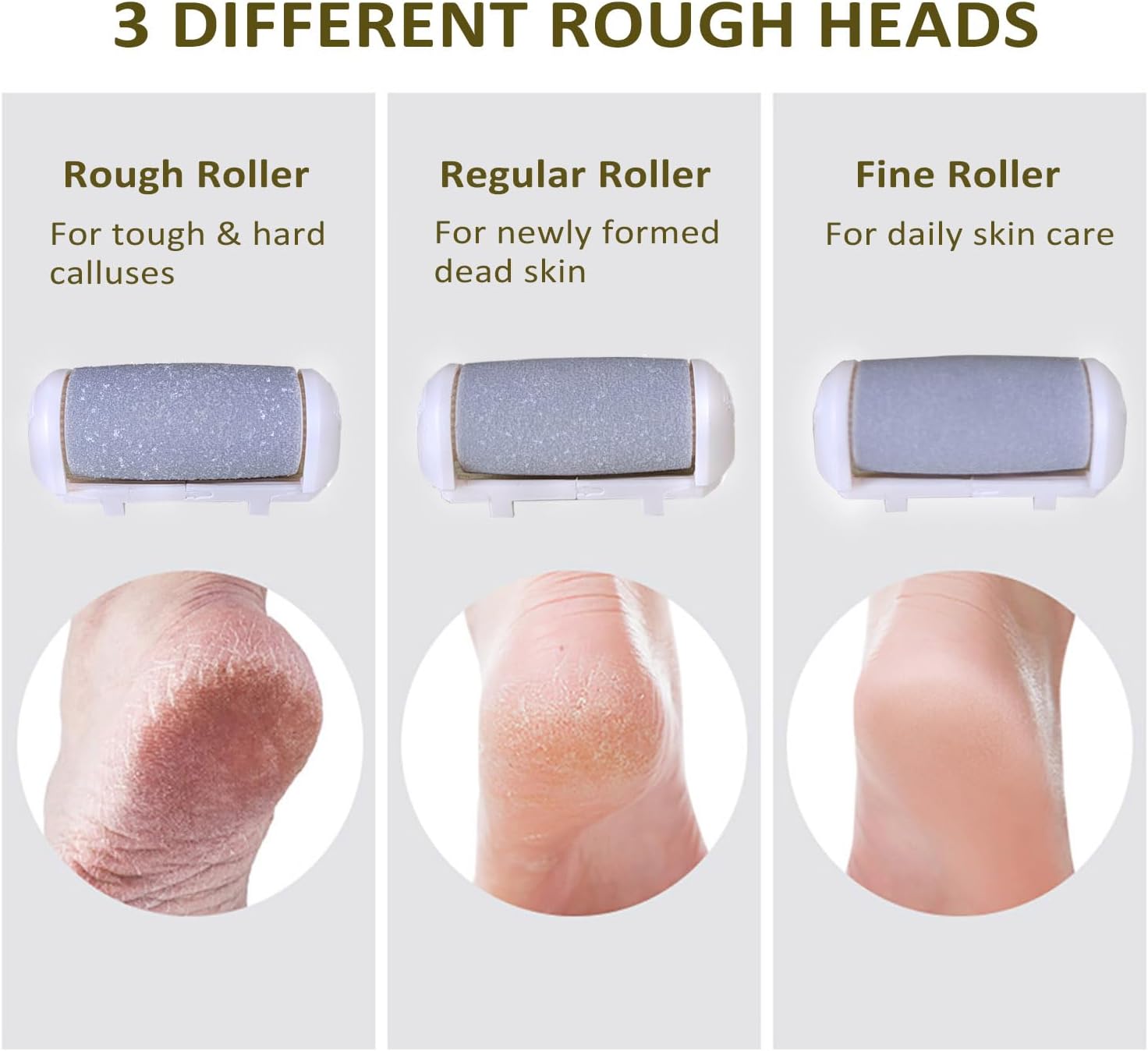 Electric Callus Remover for feet - FSA Eligible - Portable Rechargeable Electric Foot Files with 3 Heads - Pedicure Kit for Dry Dead Hard Cracked Skin