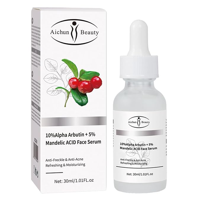 AICHUN BEAUTY Face Serum Eye Essence Anti-Wrinkles Anti-Acne Oil-Control Anti-Freckle Refreshing Moisturizing Purifying Shrink Pores 30ml 1.01FL.oz (10% Alpha Arbutin + 5% Mandelic ACID Face Serum)