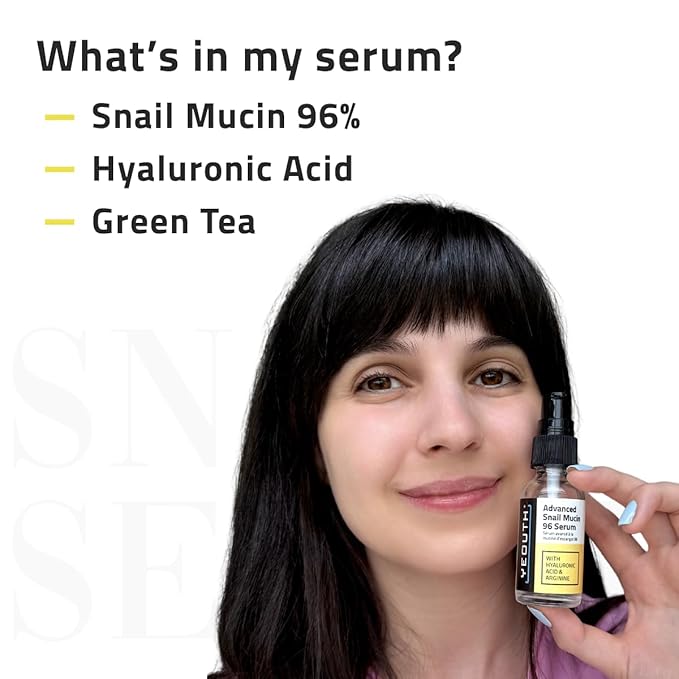 YEOUTH Snail Mucin Serum for Face, Hydrating Advanced Snail 96 Mucin Power Essence, Face Serum with Hyaluronic Acid, Lightweight, Fast-Absorbing & Non-Sticky 1oz