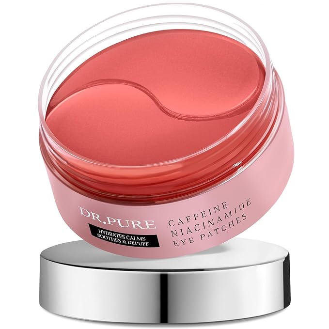 Dr. Pure Under Eye Patches for Puffiness: Dark Circles and Puffy Eyes Treatment Caffeine Eye Mask with Niacinamide Hyaluronic Acid - Smooth Wrinkles Reduce Eye Bags Undereye Gel Pad (30 Pairs)